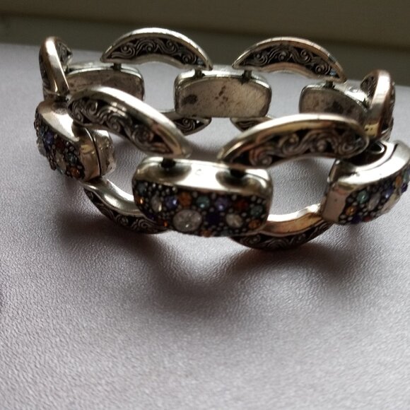 Brighton Crystal Voyage “Trust Your Journey” Link Bracelet Silver Tone Chunky - Picture 7 of 8